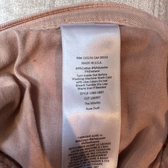 Current & Elliotr Stiletto Skinny Jeans in Rose Dust Size 31 - Picture 3 of 5